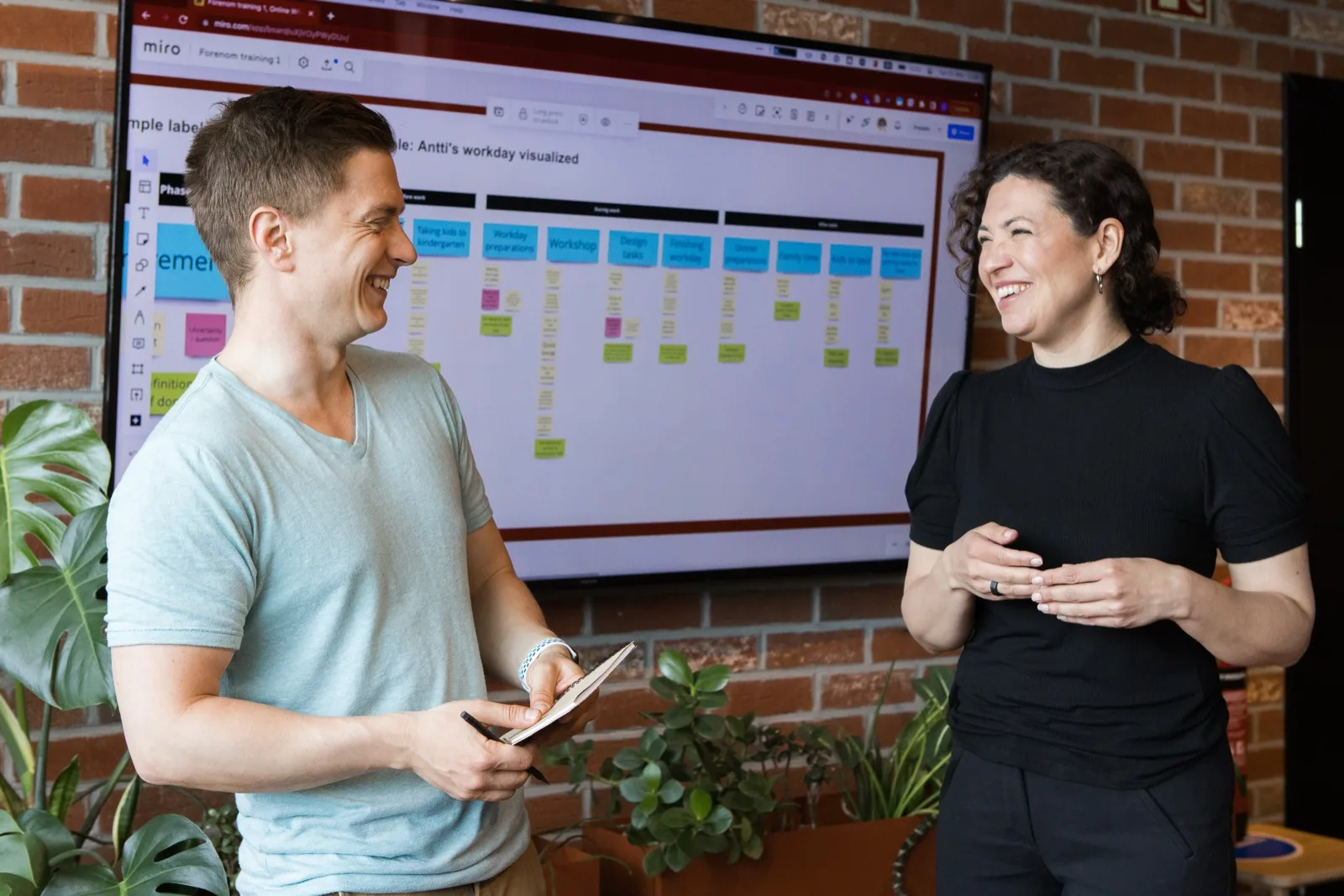 Vitali collaborating on a Miro board during a service design session